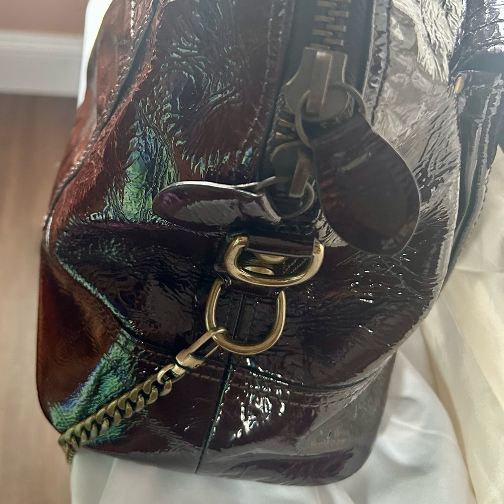 Coach Glossy Patent Leather Satchel in Deep Burgundy - Picture 8 of 16